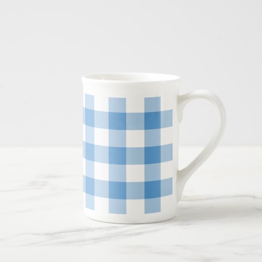 Tasse En Porcelaine Motif bleu clair et blanc En vichy (Droite)