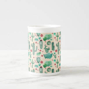 Tasse En Porcelaine motif cactus et ladybug - arrière - plan beige