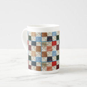 Tasse En Porcelaine Motif coloré d'édredon de patchwork