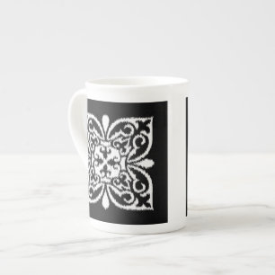 Tasse En Porcelaine Motif damassé Ikat - blanc et noir