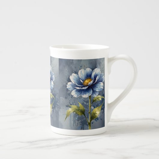 Tasse En Porcelaine Motif d'aquarelle de fleurs bleues (Droite)