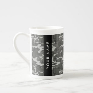 Tasse En Porcelaine Motif de camouflage gris, Votre nom, Personnaliser