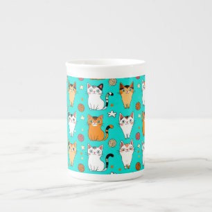 Tasse En Porcelaine Motif de chat mignon avec des chats colorés et des