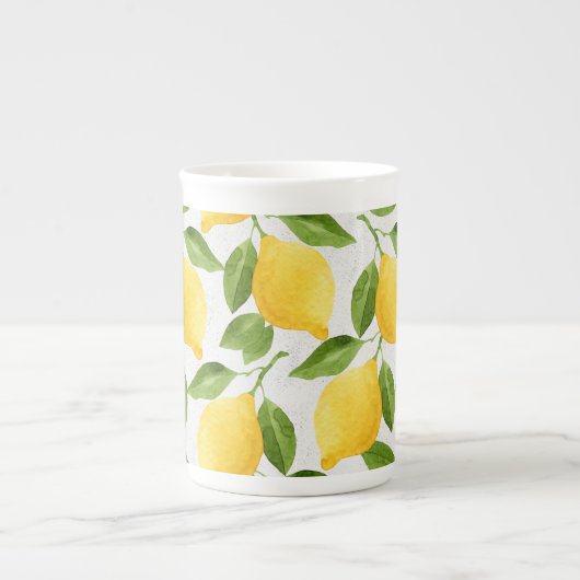 Tasse En Porcelaine Motif de citrons d'aquarelle (Devant)