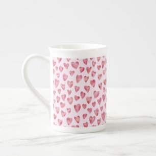 Tasse En Porcelaine Motif de cœur d'amour aquarelle rose mignon
