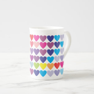 Tasse En Porcelaine Motif de cœurs arc-en-ciel colorés