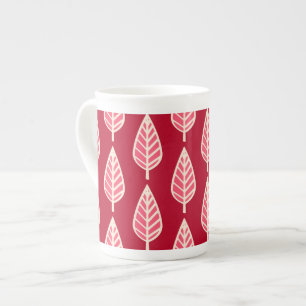 Tasse En Porcelaine Motif de feuille de hêtre - Rouge rubis et crème