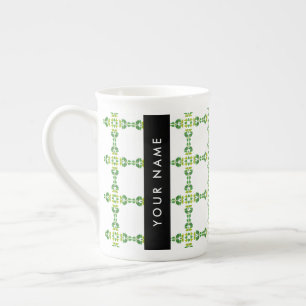 Tasse En Porcelaine Motif de feuille, feuilles vertes, votre nom