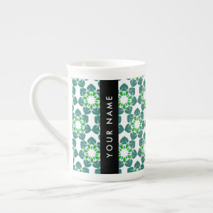 Tasse En Porcelaine Motif de feuille, feuilles vertes, votre nom
