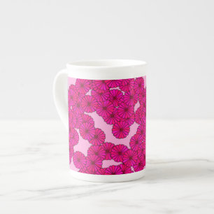 Tasse En Porcelaine Motif de fleurs Art Déco - magenta sur rose