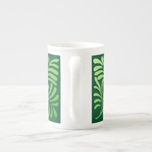 Tasse En Porcelaine Motif de fougère d'art déco - nuances de vert (Dos)