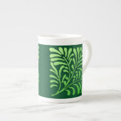 Tasse En Porcelaine Motif de fougère d'art déco - nuances de vert (Devant droit)