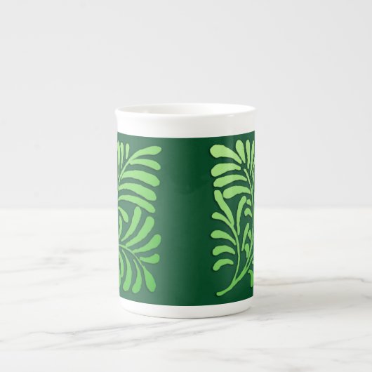 Tasse En Porcelaine Motif de fougère d'art déco - nuances de vert (Devant)