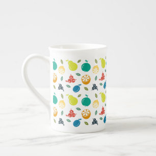 Tasse En Porcelaine Motif de fruits, Plum, Orange, Citron, Poire, Pomm