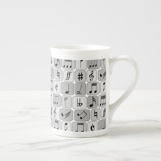 Tasse En Porcelaine Motif de notes de musique géométrique monochrome é (Droite)