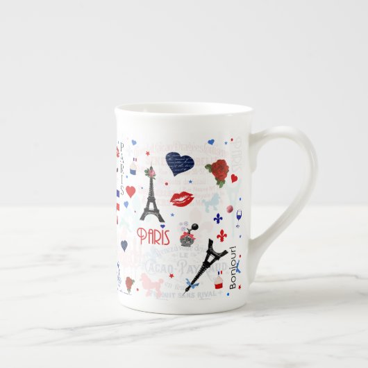 Tasse En Porcelaine Motif de Paris avec Tour Eiffel (Droite)