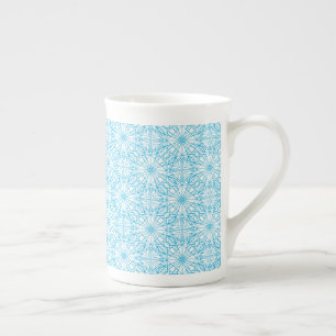 Tasse En Porcelaine Motif de symétrie géométrique bleu blanc lumineux