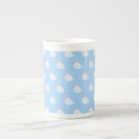 Motif de théière bleu pastel et rose