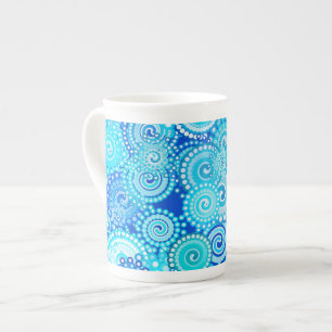 Tasse En Porcelaine Motif de tourbillon fractal, bleu de cobalt
