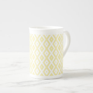 Tasse En Porcelaine Motif diamant jaune pâle et blanc