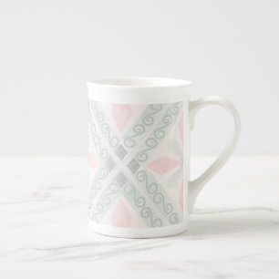 Tasse En Porcelaine Motif diamant pastel vert et rose