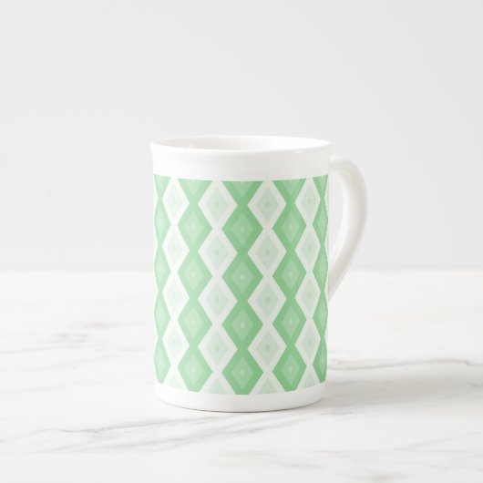 Tasse En Porcelaine Motif diamant vert pomme (Devant droit)