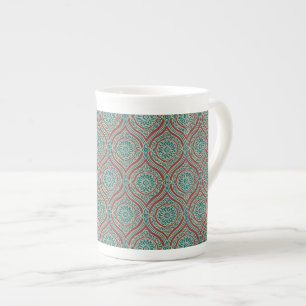 Tasse En Porcelaine Motif d'oignon ethnique chic en Maroon, Turquoise