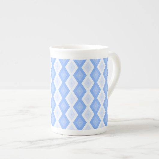 Tasse En Porcelaine Motif en diamant bleu pâle (Devant droit)