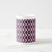 Tasse En Porcelaine Motif en diamant rose pâle et noir (Devant)