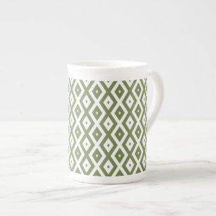 Tasse En Porcelaine Motif en diamant vert et blanc