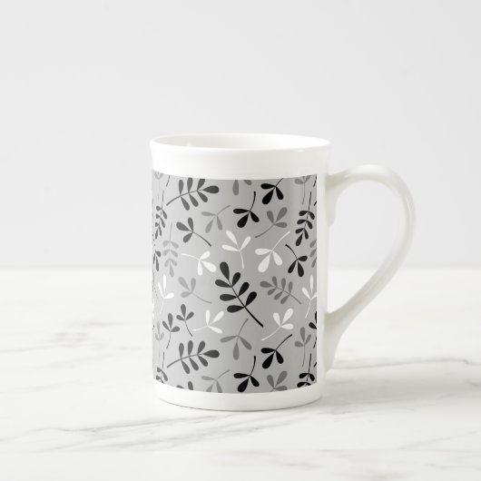 Tasse En Porcelaine Motif Feuille assisté Monochrome (Droite)