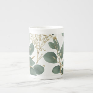 Tasse En Porcelaine Motif Feuille de l'Eucalyptus