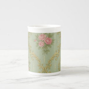 Tasse En Porcelaine Motif floral rococo élégant dans des pastels doux