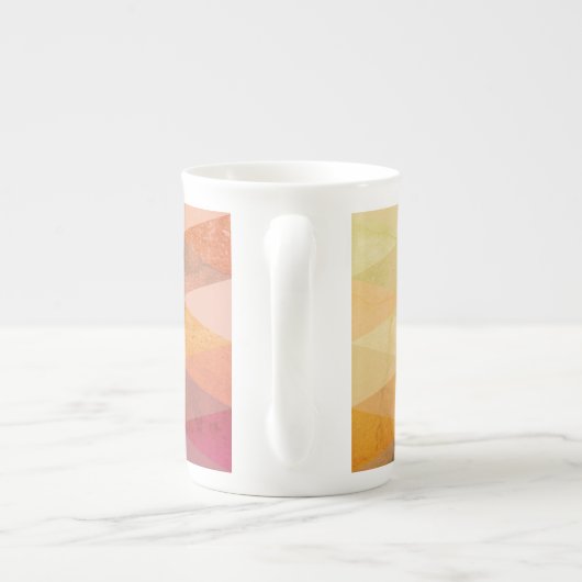 Tasse En Porcelaine Motif géométrique Triangle souple | Monogramme (Dos)