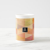 Tasse En Porcelaine Motif géométrique Triangle souple | Monogramme (Devant)