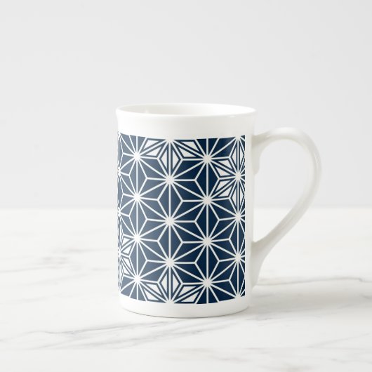 Tasse En Porcelaine Motif japonais Asanoha - indigo bleu & blanc (Droite)