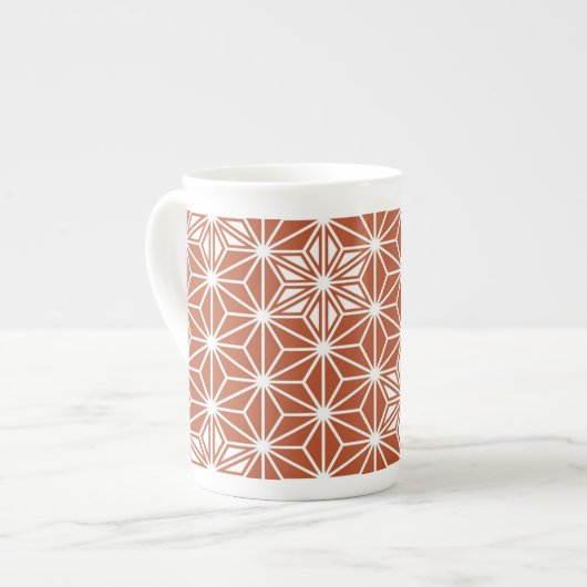 Tasse En Porcelaine Motif japonais Asanoha - terre cuite (Devant gauche)