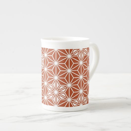 Tasse En Porcelaine Motif japonais Asanoha - terre cuite (Devant droit)