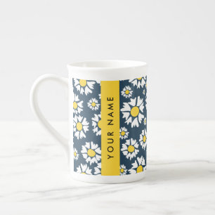 Tasse En Porcelaine Motif Marguerites, Marguerites Blanches, Votre Nom