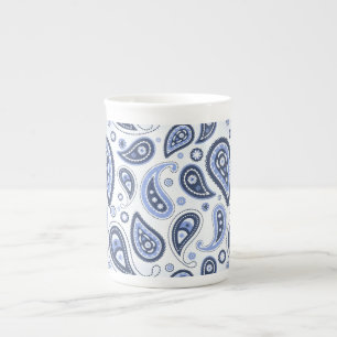 Tasse En Porcelaine Motif Paisley Bleu