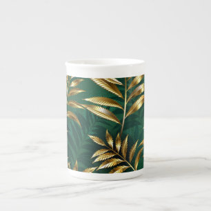 Tasse En Porcelaine Motif sans couture avec des fougères dorées