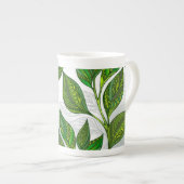 Tasse En Porcelaine Motif sans couture avec Feuilles de thé vert (Devant droit)