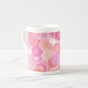 Tasse En Porcelaine Motif tourbillon fractal, nuances de rose et de co