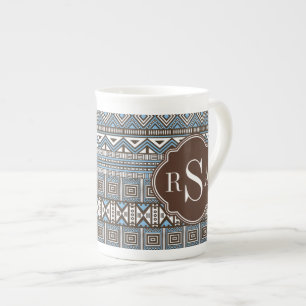 Tasse En Porcelaine Motif tribal Brown monogramme