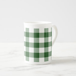 Tasse En Porcelaine Motif vert et blanc de guingan
