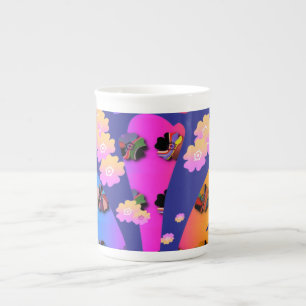 Tasse En Porcelaine Motifs floraux bleu