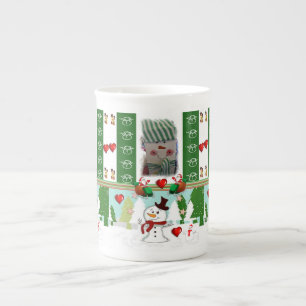 Tasse En Porcelaine Muguet de Noël Bonhomme de neige