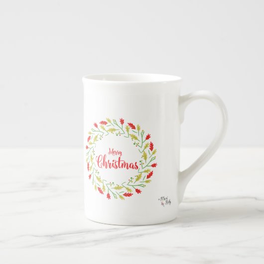 Tasse En Porcelaine Multicolored Christmas Wreath (Droite)