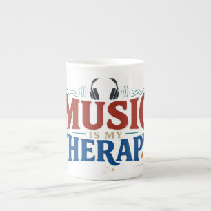 Tasse En Porcelaine Music Is My Therapy Funny Music Lover Headphones D
