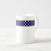 Tasse En Porcelaine Musique moderne Blue and Gold Polka Dot Bone China (Devant droit)